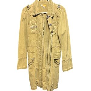 Tulle Mustard Trench Coat with Button Details